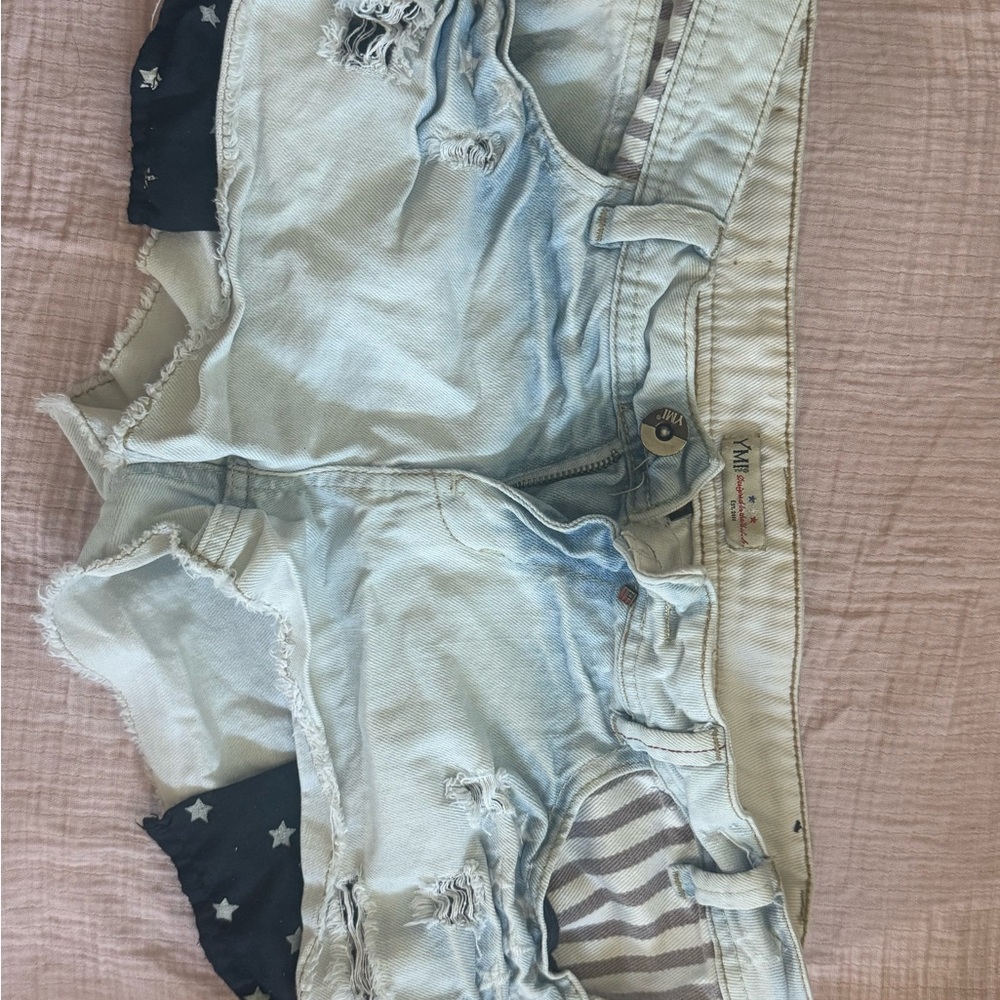 YMI American Flag Jean Shorts Distressed Casual Style